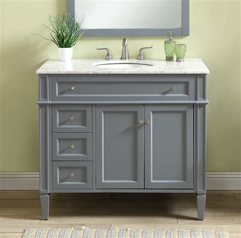 FrescaSenza 40-in Glossy Gray Single Sink Bathroom Vanity with White Acrylic Top. Model # FVN9140GRG. Find My Store. for pricing and availability. 2. Color: Gray Textured. Fresca. Windsor 40-in Gray Textured Undermount Single Sink Bathroom Vanity with White Quartz Top (Mirror and Faucet Included) Model # FVN2440GRV.